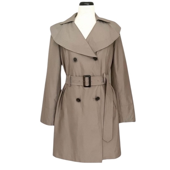 Anne Klein Double Breasted Khaki Trench Coat - Picture 1 of 5